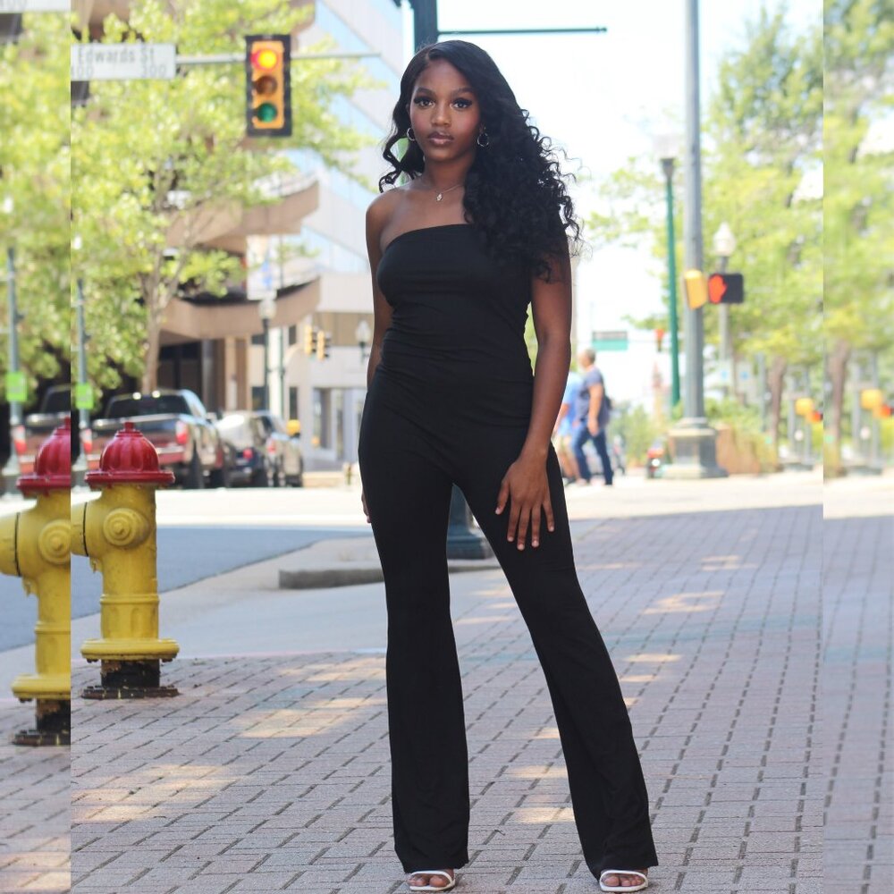 SMALL Black Strapless Jumpsuit